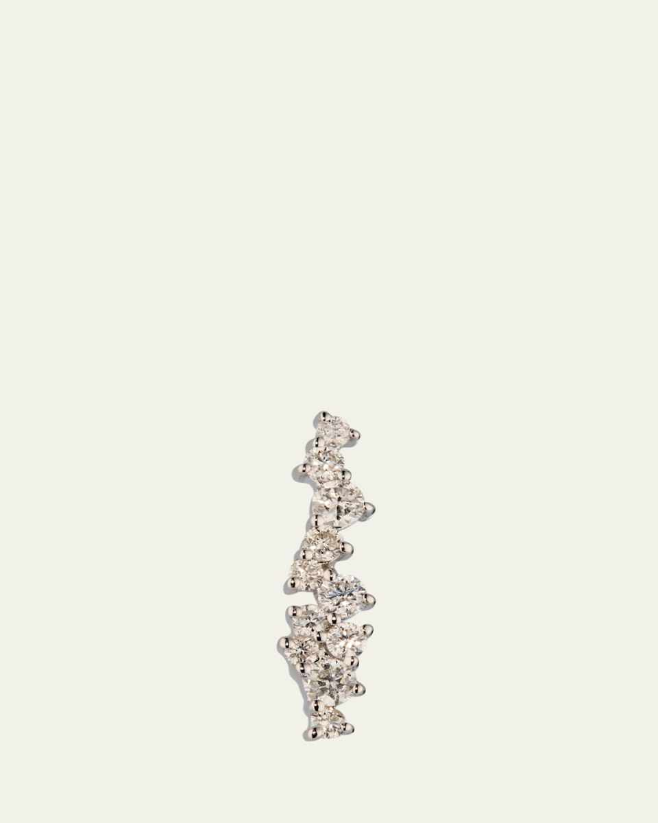 14K White Gold Small Cocktail Bar Stud Earring, Single